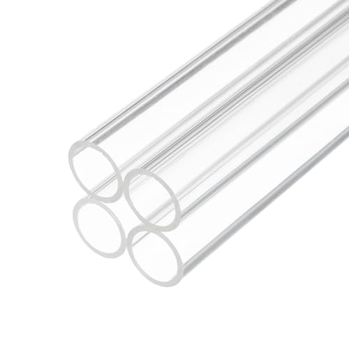Rebower 10" Clear Plastic Rigid Pipe 16mm ID x 20mm OD (5/8" ID x 0.8" OD) Acrylic Round Tubing, [for Plumbing, Hydraulics, Aquarium] - 4Pcs - Image 1