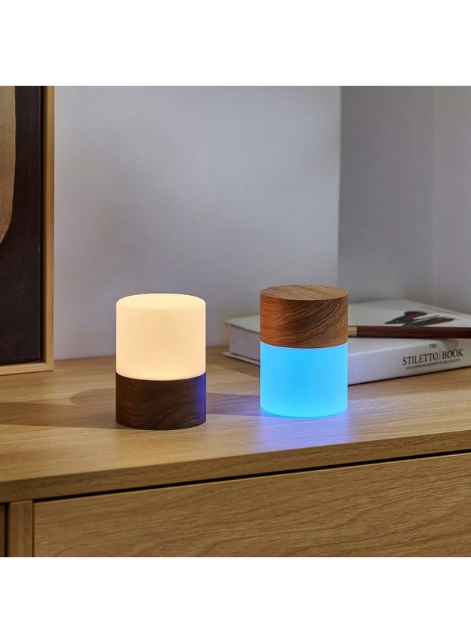 gingko 7 Colour Changing RGB Large Lemelia Night Lights, Long Life Battery USB-C Charging, 3 Light Modes, FSC Certified, Touch Button Control (Walnut) - Image 4