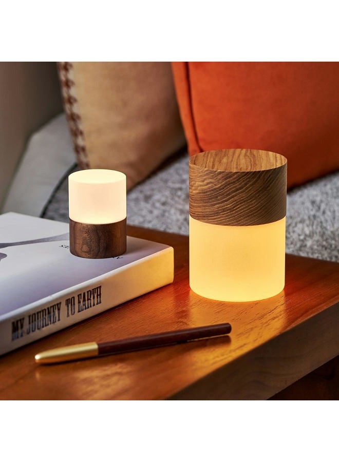 gingko 7 Colour Changing RGB Large Lemelia Night Lights, Long Life Battery USB-C Charging, 3 Light Modes, FSC Certified, Touch Button Control (Walnut) - Image 2