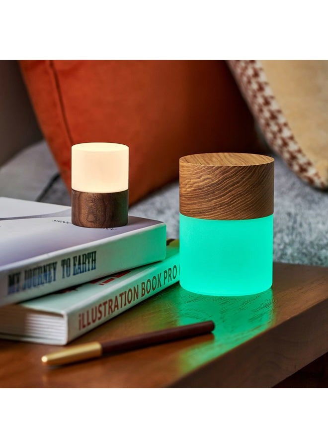 gingko 7 Colour Changing RGB Large Lemelia Night Lights, Long Life Battery USB-C Charging, 3 Light Modes, FSC Certified, Touch Button Control (Walnut) - Image 3