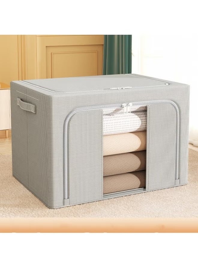 Hanging Closet Organizer Stackable Storage Box Oxford Frame with Clear Window, Durable Carry Handles,grey - Image 1