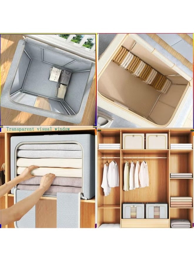 Hanging Closet Organizer Stackable Storage Box Oxford Frame with Clear Window, Durable Carry Handles,grey - Image 2