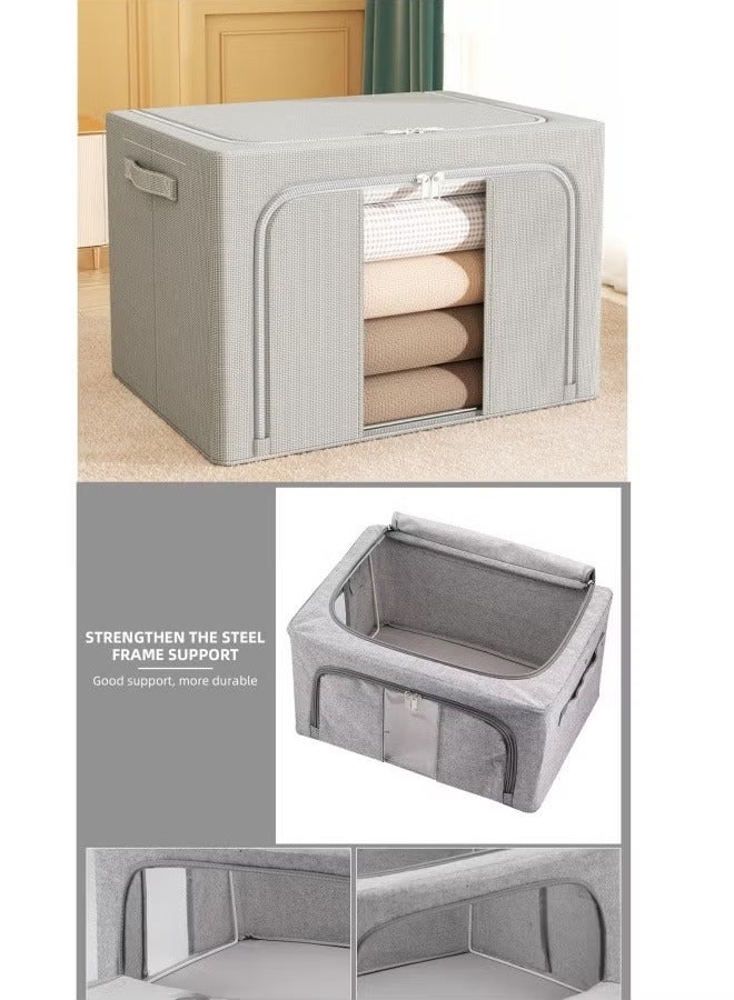 Hanging Closet Organizer Stackable Storage Box Oxford Frame with Clear Window, Durable Carry Handles,grey - Image 3