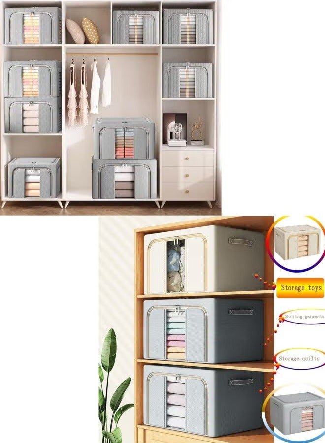 Hanging Closet Organizer Stackable Storage Box Oxford Frame with Clear Window, Durable Carry Handles,grey - Image 5