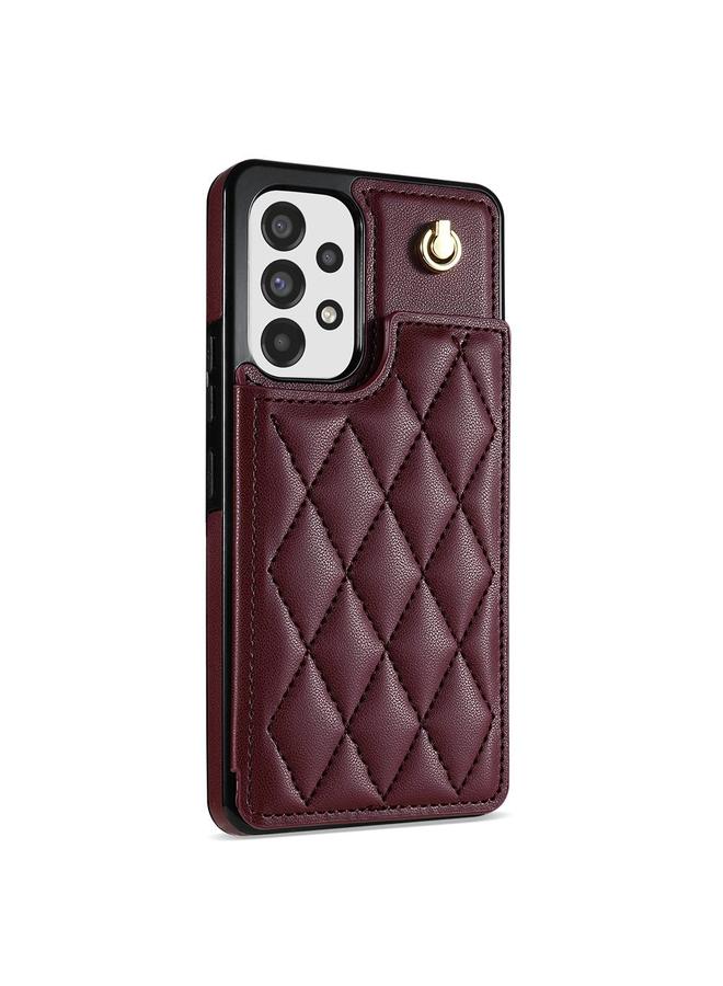 S-TOP Case For Samsung Galaxy A52 4G / 5G / A52s 5G Rhombic Dual Buckle Card Slots Phone Case with Lanyard - Image 2