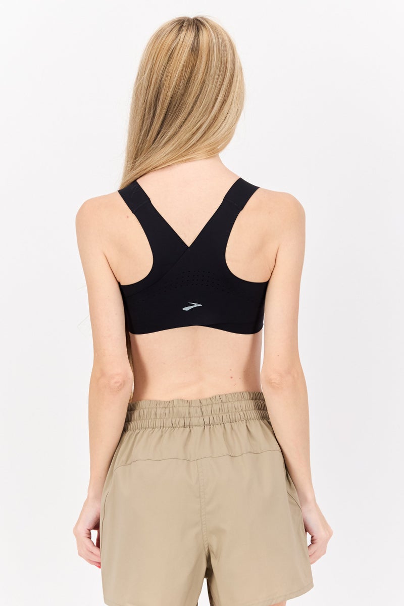 Brooks حمالة صدر رياضية للنساء مبطنة قليلاً، سوداء - Image 3