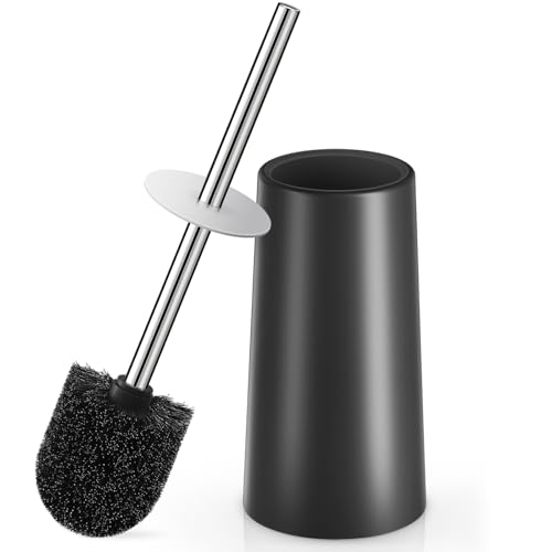 Wsedor Toilet Brush and Holder, Toilet Brush with 304 Stainless Steel Long Handle, Toilet Bowl Brush for Bathroom Toilet-Ergonomic, Elegant,Durable（Black） - Image 1