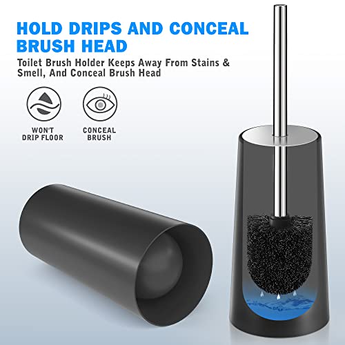 Wsedor Toilet Brush and Holder, Toilet Brush with 304 Stainless Steel Long Handle, Toilet Bowl Brush for Bathroom Toilet-Ergonomic, Elegant,Durable（Black） - Image 5