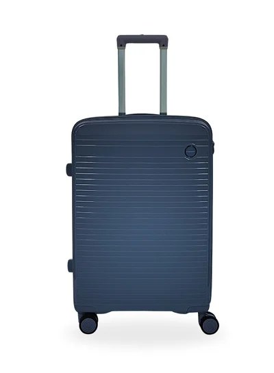 GIORDANO Giordano Pathfinder PP Hardcase Unbreakable Check-In Medium Travel Luggage , Durable Lightweight 4 Double Wheels Smooth Rolling 24" Suitcase, Secure Lock Travel Bag Navy.