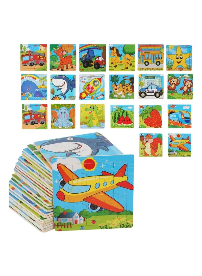 FLOVAZO 20 Pack Wooden Animal Puzzles for Kids Ages 3-5, Montessori Learning Toys for Toddlers, Safe & Educational Jigsaw Puzzles Set for Boys and Girls - Gift Idea for Children - Image 1