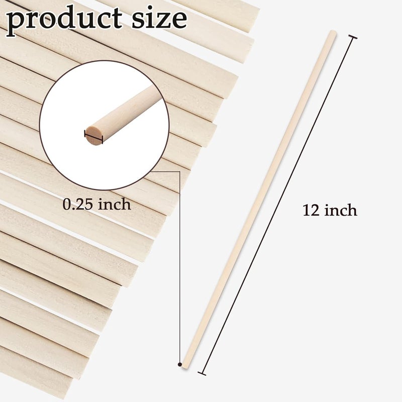 KTOJOY 25PCS Dowel Rods Wood Sticks Wooden Dowel Rods  14 x 12 Inch Precut Dowels for Crafting Hardwood Dowel Rod Assortment Wooden Rod Sticks Doweling Rods Cake Dowels for Tiered Cakes - Image 5