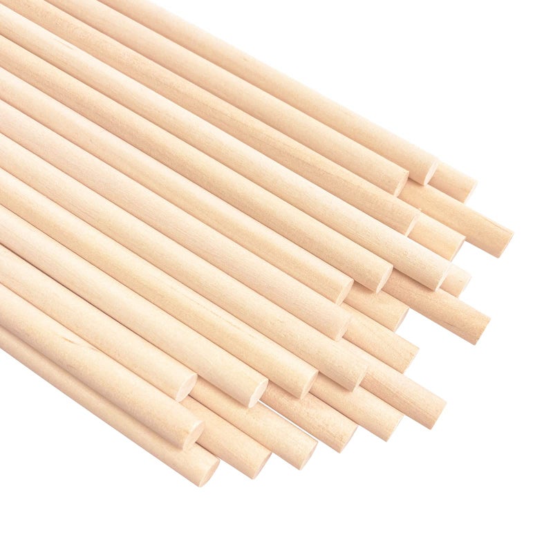 KTOJOY 25PCS Dowel Rods Wood Sticks Wooden Dowel Rods  14 x 12 Inch Precut Dowels for Crafting Hardwood Dowel Rod Assortment Wooden Rod Sticks Doweling Rods Cake Dowels for Tiered Cakes - Image 1