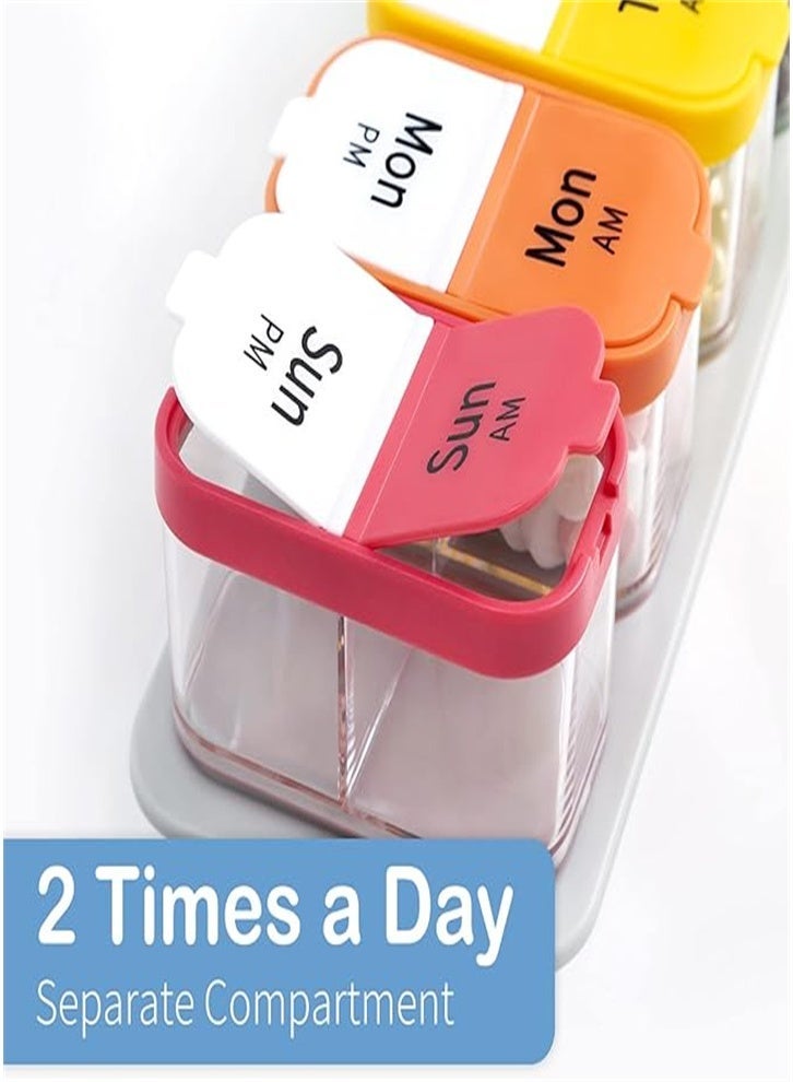 general Extra Large Pill Organizer (7 Day), Pill Organizer (2 Daily), Weekly Pill Organizer (Colorful) - Image 3