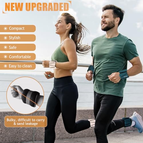 BECOJADDE Ankle Weights Set of 2 (1 lb Each) Adjustable Wrist Weights for Women Men Wearable Arm Leg Weight for Pilates, Running, Walking, Workout, Yoga, Beige - Image 2