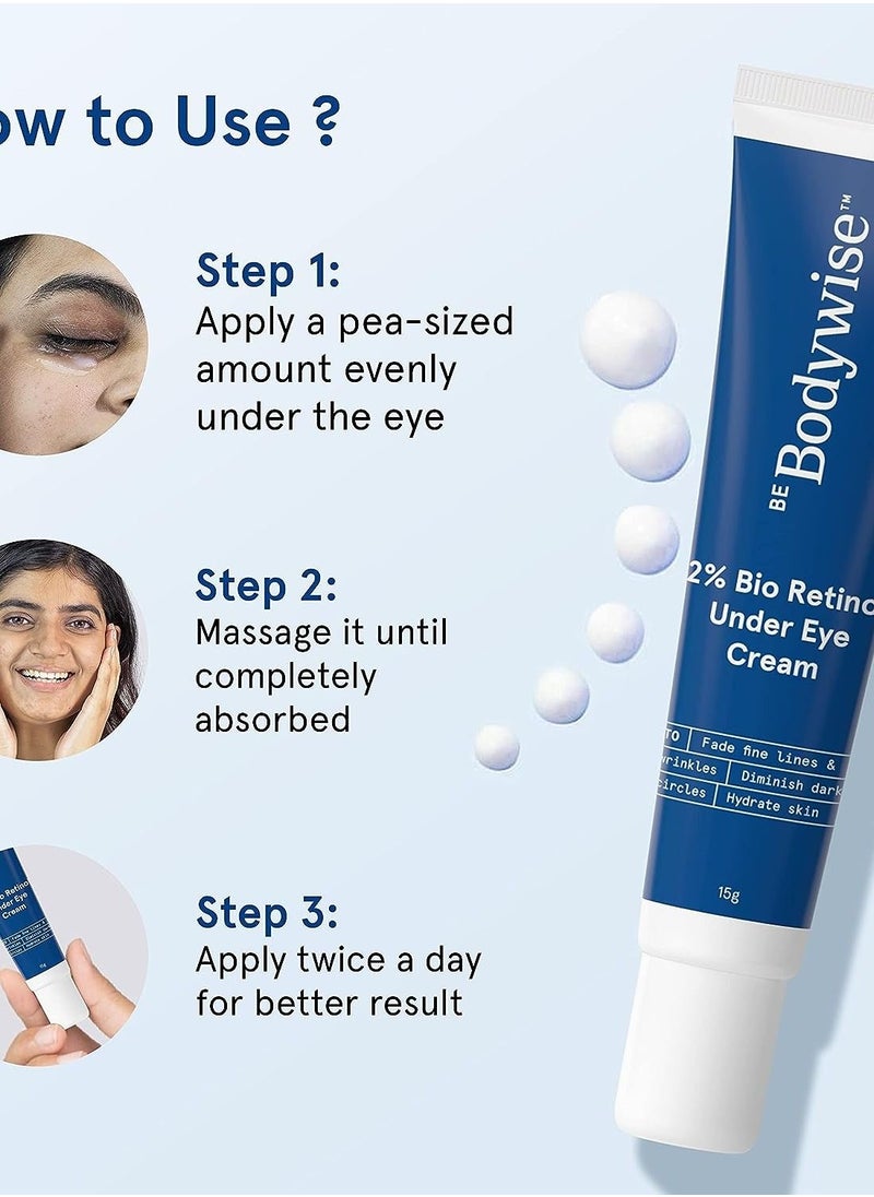 Be Bodywise - Be Bodywise 2% Bio Retinol Under Eye Cream 15g | With 2% Bio Retinol, 1% Niacinamide & 2% Kakadu Plum | Helps to Reduce Dark Circles, Fine Lines & Wrinkles, Puffed Eyes - Image 1