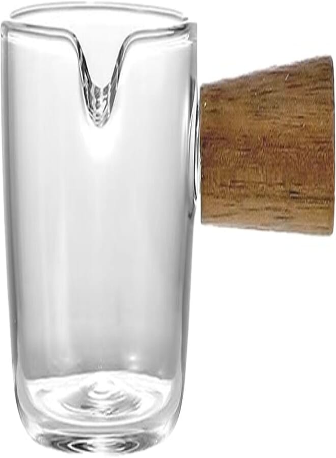 Sorandy 50ml High Borosilicate Glass High Temperature Resistance Single Spout Milk Cup Scale Design 4cm Cup Height Measuring Cup for Barista, Espresso Shot Glass, Homes