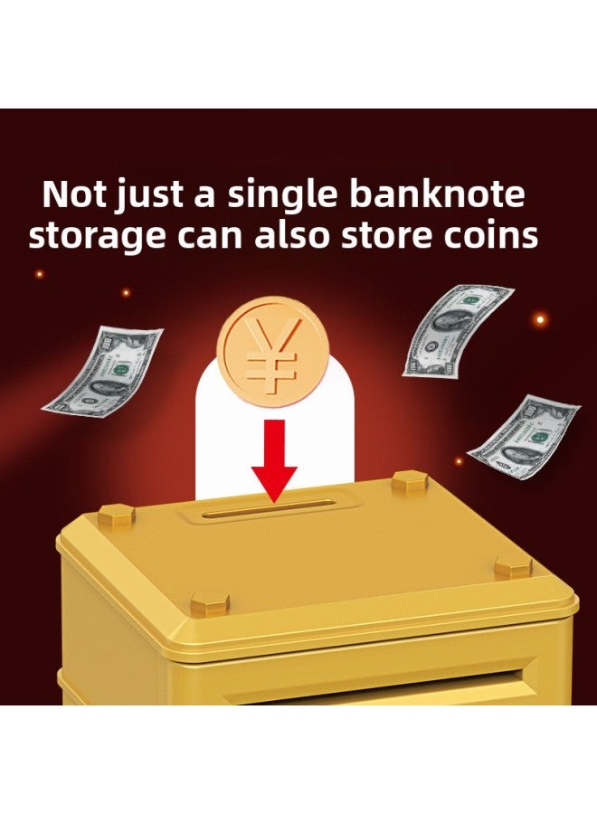 Piggy Bank Children Can Enter And Exit Password Safe Anti-fall Large Large Capacity Atm Electronic Piggy Bank-Color:7607 Spray Paint Password Piggy Bank-gold - Image 4