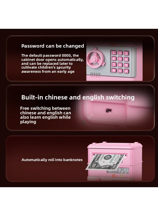 Piggy Bank Children Can Enter And Exit Password Safe Anti-fall Large Large Capacity Atm Electronic Piggy Bank-Color:7607 Spray Paint Password Piggy Bank-gold - Image 5