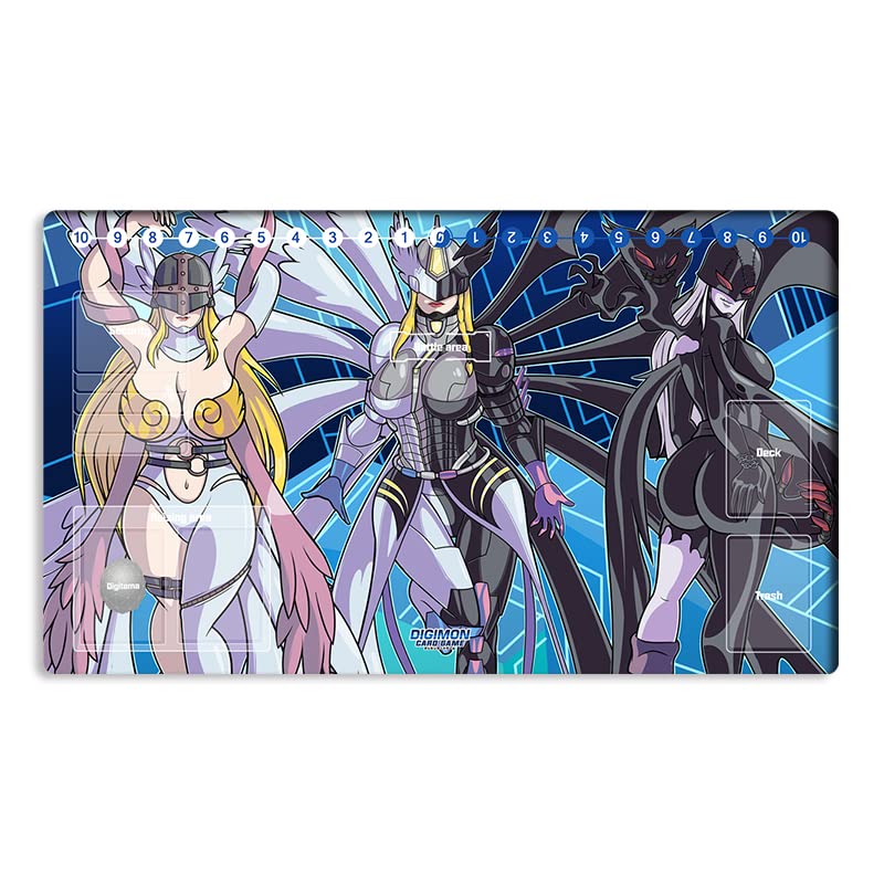 Mlikemat New Mlikemat Playmat Digimon DTCG Mat Angewomon Mastemon Ladydevimon TCG CCG OCG Trading Card Game Mat with Zones Free Bag ZD002236SM - Image 1