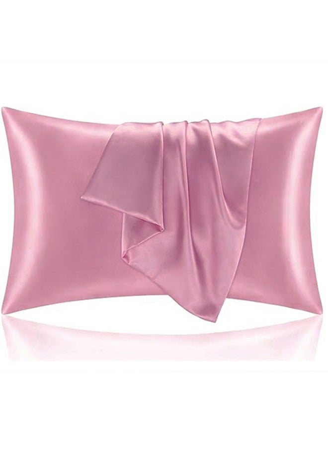 snooze - Buy one Get one,Satin Pillowcase for Hair and Skin, 48*70 cm (Dark pink & Blue) - Image 1