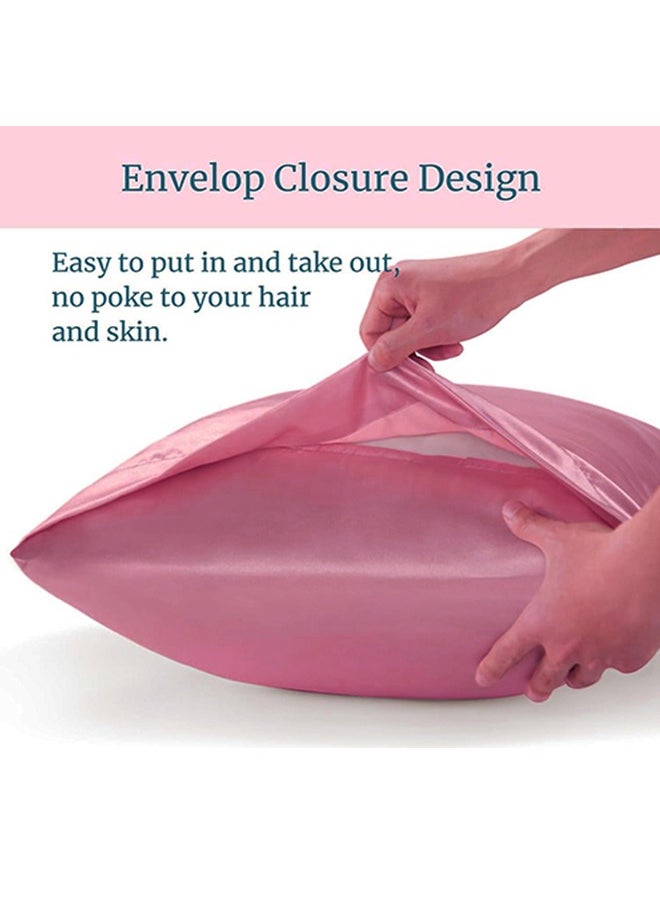 snooze - Buy one Get one,Satin Pillowcase for Hair and Skin, 48*70 cm (Dark pink & Blue) - Image 1