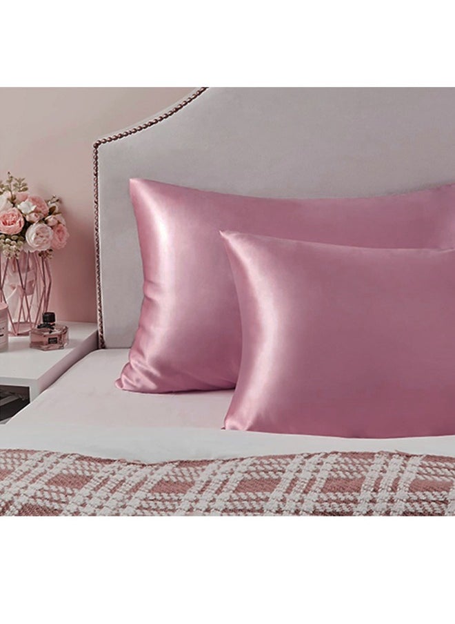 snooze - Buy one Get one,Satin Pillowcase for Hair and Skin, 48*70 cm (Dark pink & Blue) - Image 1