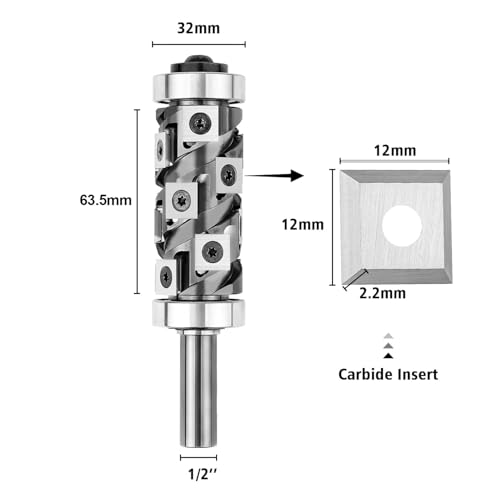 SpeTool Top&Bottom Bearing Flush Trim Router Bit 1/2 Shank with 10PCS Carbide Inserts Replacement, Woodworking Templates Patterns Bits Industrial Grade Trimmer Cutting Tools - Image 2
