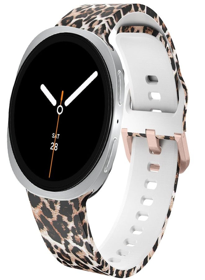 DEALELE Bands Compatible with Samsung Galaxy Watch 8 40mm / 44mm / 8 Classic 46mm, No Gap Soft Printed Pattern Sport Silicone Replacement Band Strap for Women Men, Leopard - Image 1