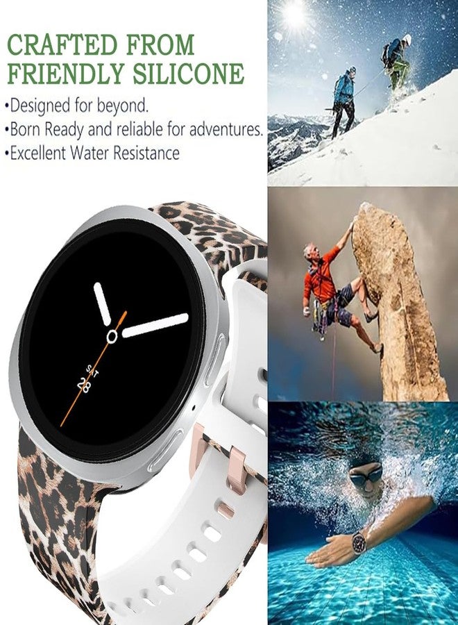 DEALELE Bands Compatible with Samsung Galaxy Watch 8 40mm / 44mm / 8 Classic 46mm, No Gap Soft Printed Pattern Sport Silicone Replacement Band Strap for Women Men, Leopard - Image 5