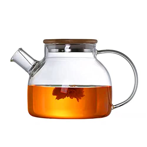 Hwagui - Glass Teapot with Infuser for Loose Tea and Blooming Tea, Heat Resistant Glass Teapot and Kettle for Stovetop, Perfect Tea Maker, 1000ml/33oz - Image 1