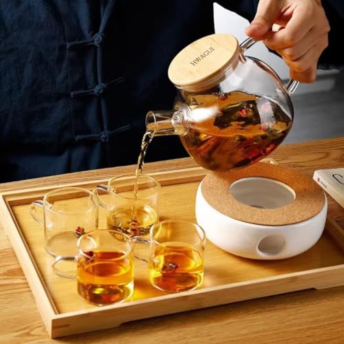 Hwagui - Glass Teapot with Infuser for Loose Tea and Blooming Tea, Heat Resistant Glass Teapot and Kettle for Stovetop, Perfect Tea Maker, 1000ml/33oz - Image 3