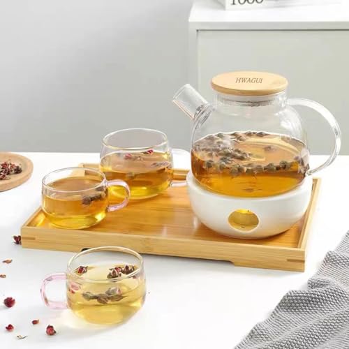 Hwagui - Glass Teapot with Infuser for Loose Tea and Blooming Tea, Heat Resistant Glass Teapot and Kettle for Stovetop, Perfect Tea Maker, 1000ml/33oz - Image 5