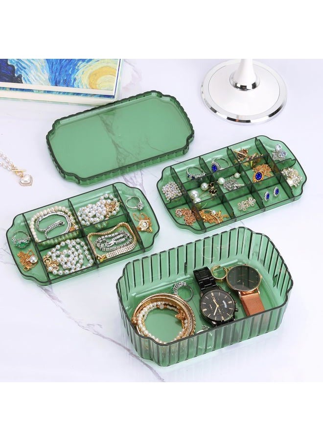 LETURE 3-Layer Jewelry Organizer Box for Earrings, Rings, Necklaces, Bracelets, Clear Plastic Bead Storage Containers for Crafts (Green) - Image 5