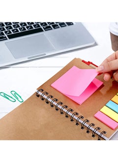 Garlo 4 Packs Spiral Notebook Lined Notepad with Pen in Holder and Sticky Notes, Page Marker Colored Index Tabs Flags  - Image 5