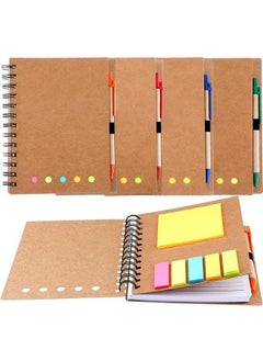 Garlo 4 Packs Spiral Notebook Lined Notepad with Pen in Holder and Sticky Notes, Page Marker Colored Index Tabs Flags  - Image 1