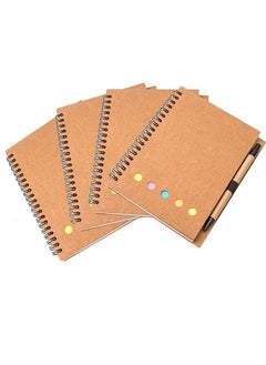 Garlo 4 Packs Spiral Notebook Lined Notepad with Pen in Holder and Sticky Notes, Page Marker Colored Index Tabs Flags  - Image 2