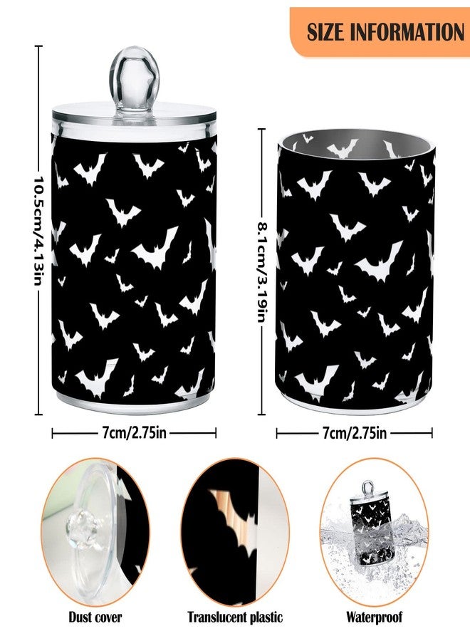 ZOEO Halloween Bathroom Canister Set of 2, Black Bat Clear Plastic Jars Holder Dispenser Farmhouse Sugar Storage Countertop With Airtight Lids, Kitchen Theme Decor - Image 2