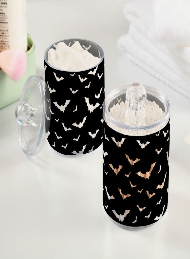 ZOEO Halloween Bathroom Canister Set of 2, Black Bat Clear Plastic Jars Holder Dispenser Farmhouse Sugar Storage Countertop With Airtight Lids, Kitchen Theme Decor - Image 4