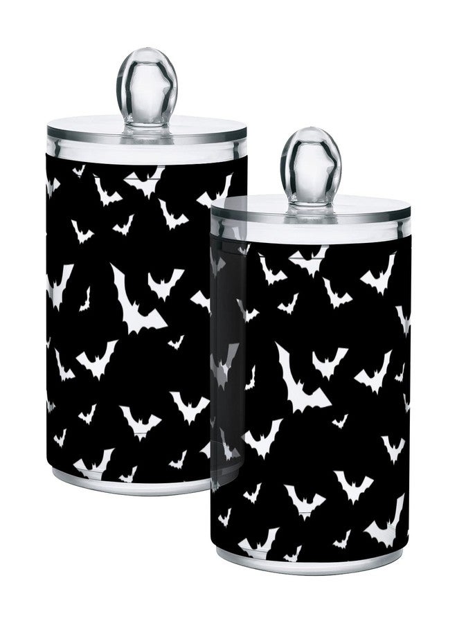 ZOEO Halloween Bathroom Canister Set of 2, Black Bat Clear Plastic Jars Holder Dispenser Farmhouse Sugar Storage Countertop With Airtight Lids, Kitchen Theme Decor - Image 1