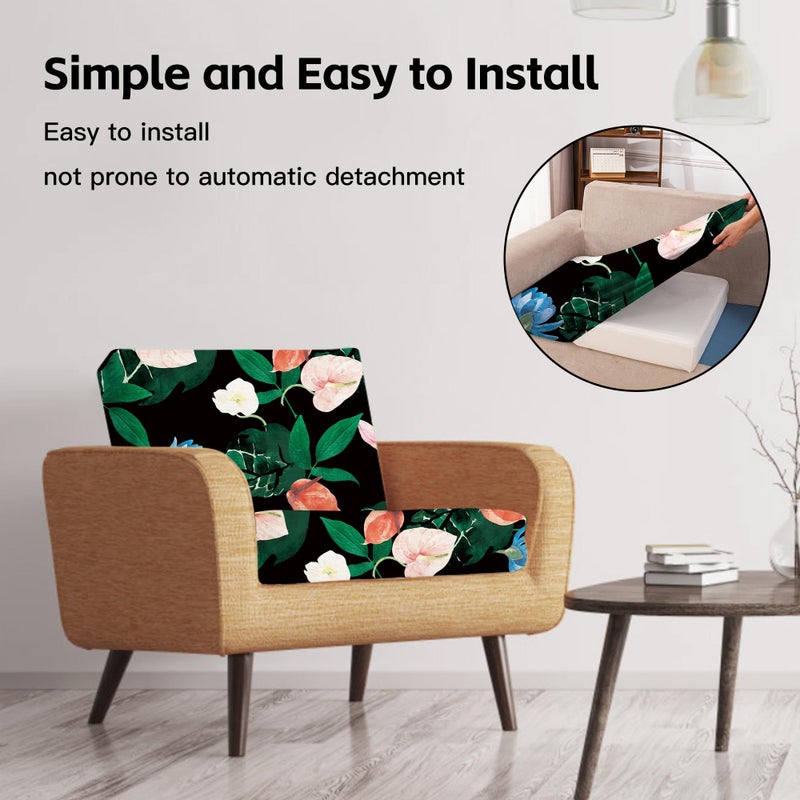 MRGSDL 8Pcs Patio Cushion Covers,Outdoor Cushions Covers,Stretch Cushion Covers Replacement, Washable and Reusable Furniture Protectors(Flowerbed) - Image 5