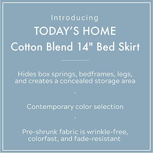TodaysHome Today’s Home Classic Tailored Bed Skirt Dust Ruffle, Cotton Blend Design, 14" Drop Length, California King, Black - Image 3