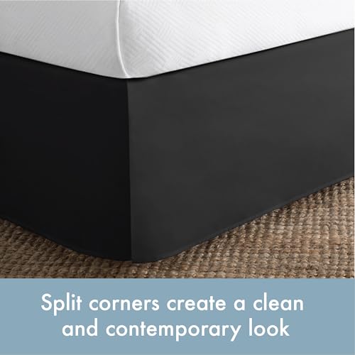 TodaysHome Today’s Home Classic Tailored Bed Skirt Dust Ruffle, Cotton Blend Design, 14" Drop Length, California King, Black - Image 4