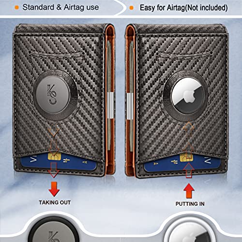 KEMISANT Mens Wallet For Airtag or Standard Use, Slim Front Pocket Wallet for Gift Men 11 Cards RFID Blocking - Image 2