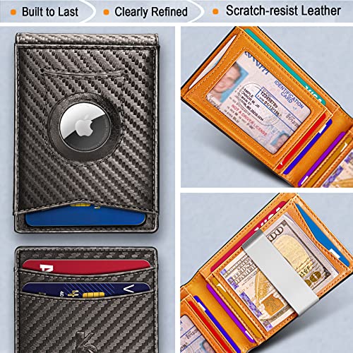 KEMISANT Mens Wallet For Airtag or Standard Use, Slim Front Pocket Wallet for Gift Men 11 Cards RFID Blocking - Image 3