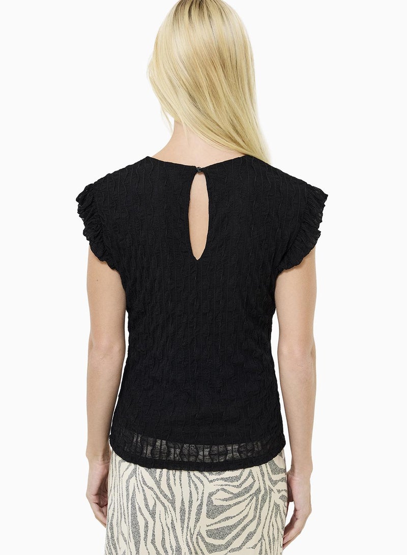 French Connection Wanda Textured Jersey Pepum Top - Image 3