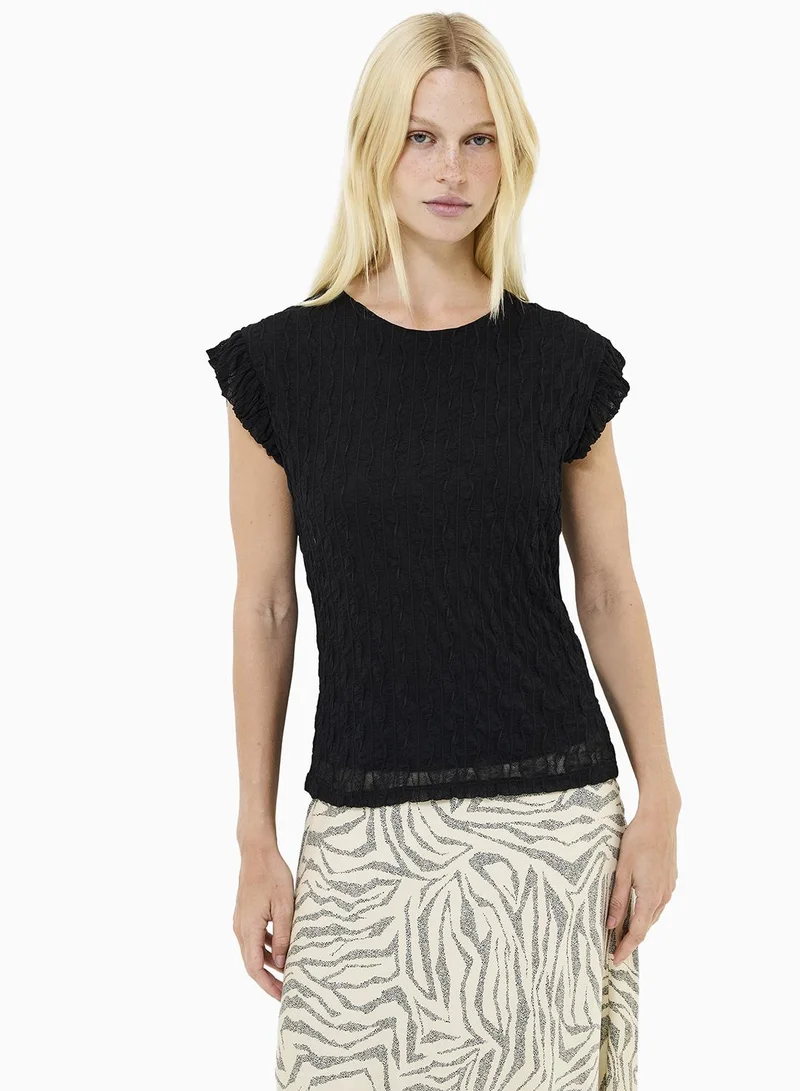 Wanda Textured Jersey Pepum Top