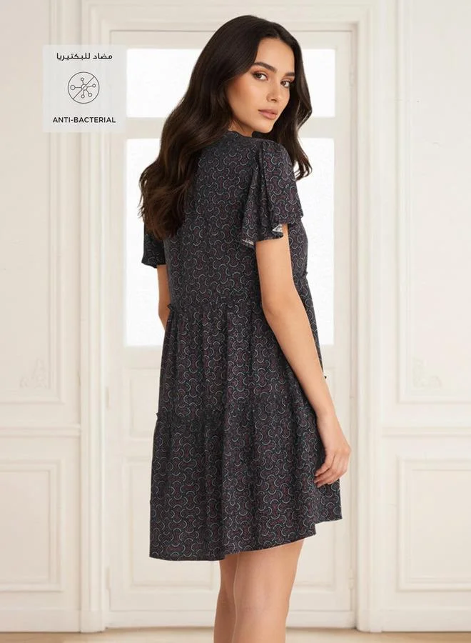 Splash FAV Set of 2   Night Dress Short Sleeves Tiered Viscose