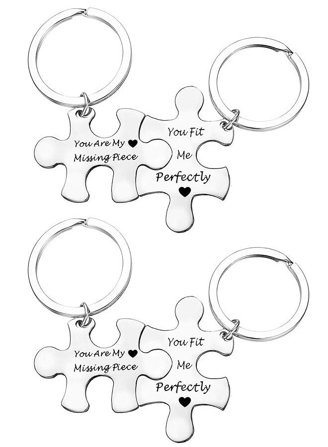 2 Set Couples Puzzle Keychain You Are My Missing Piece You Fit Me Perfectly - Image 1