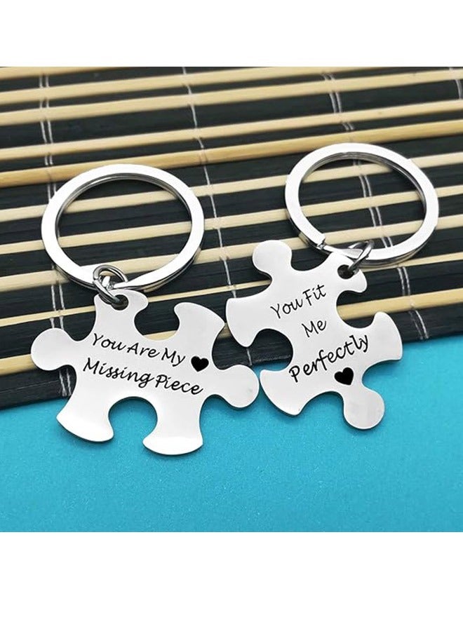 2 Set Couples Puzzle Keychain You Are My Missing Piece You Fit Me Perfectly - Image 2