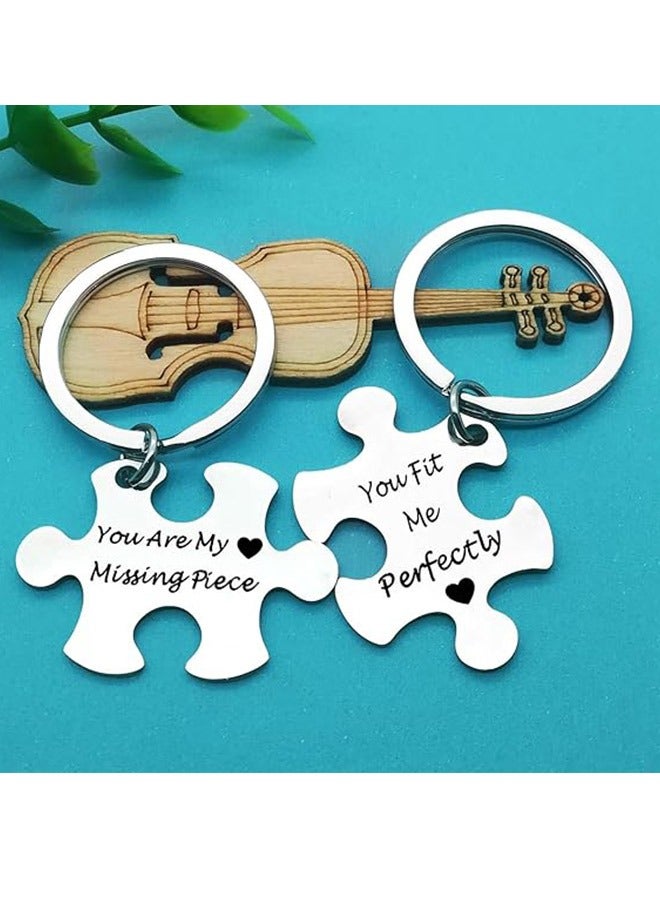 2 Set Couples Puzzle Keychain You Are My Missing Piece You Fit Me Perfectly - Image 3